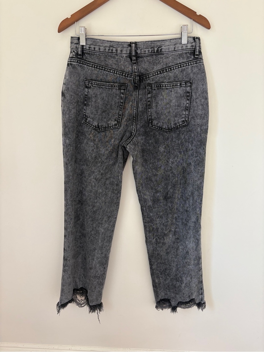 We The Free Distressed Straight-Leg Jeans in Charcoal Gray - Picture 8 of 9